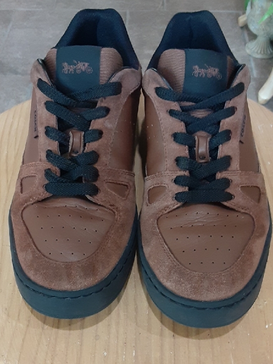 Coach Other - Coach Men's Clip Court Leather Suede Low Top Sneakers Saddle Brown Black 8.5D